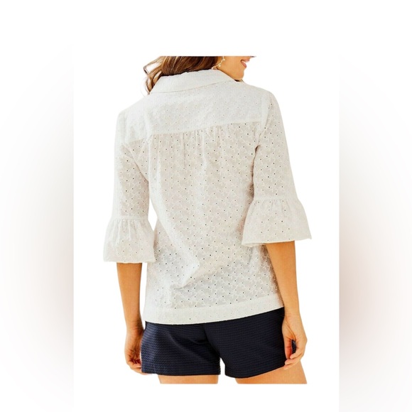 🆕 Lilly Pulitzer Ginger Top Resort White Fishy Eyelet Women’s Size XS - Picture 15 of 15